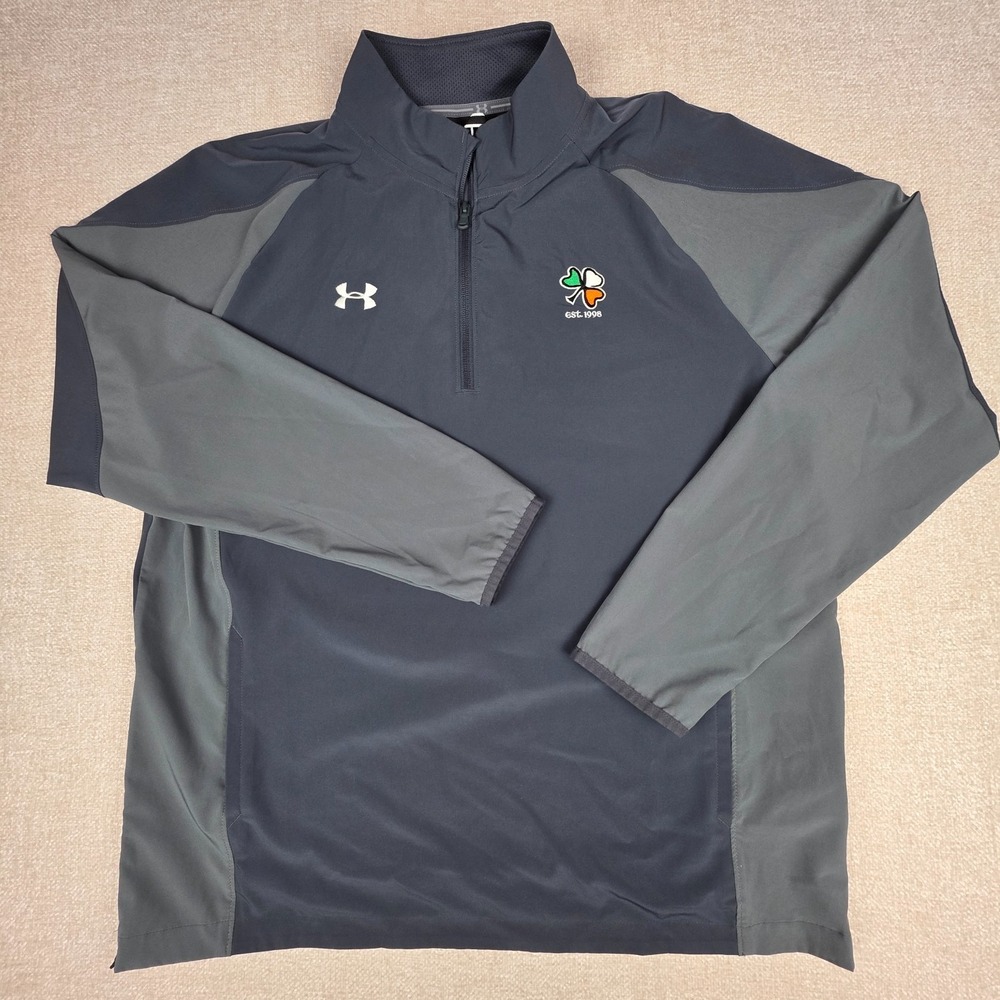 Under Armour Pullover XL Men Squad Sideline Coach Stretch Training SHAMROCK